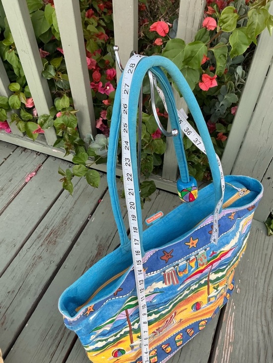 Tara Tiger FISH CRAB SEAHORSE SUN CORAL Large Canvas Tote  vtg 80s FISH TOTE BAG vintage Tara Tiger beach bag Canvas Beach Tote Summer Bag